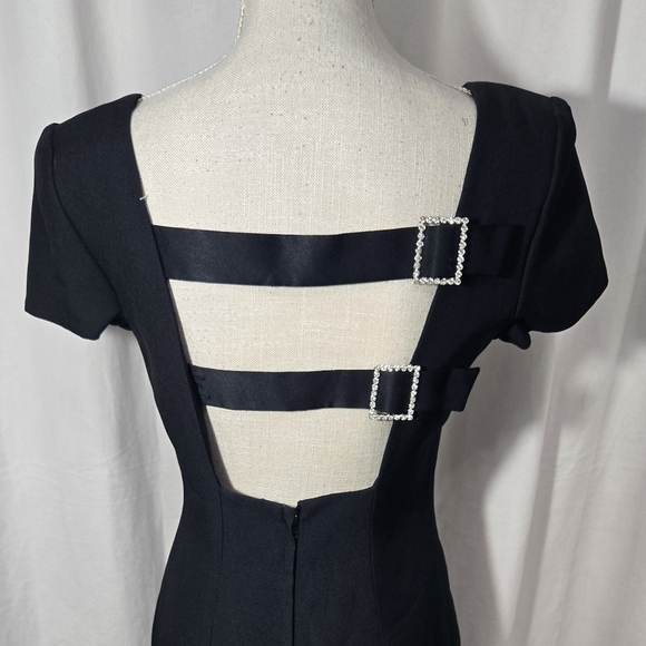 90's Vintage Gillian Women little Black Cocktail Dress 8 Backless Nordstrom Sz 4 - Picture 6 of 9